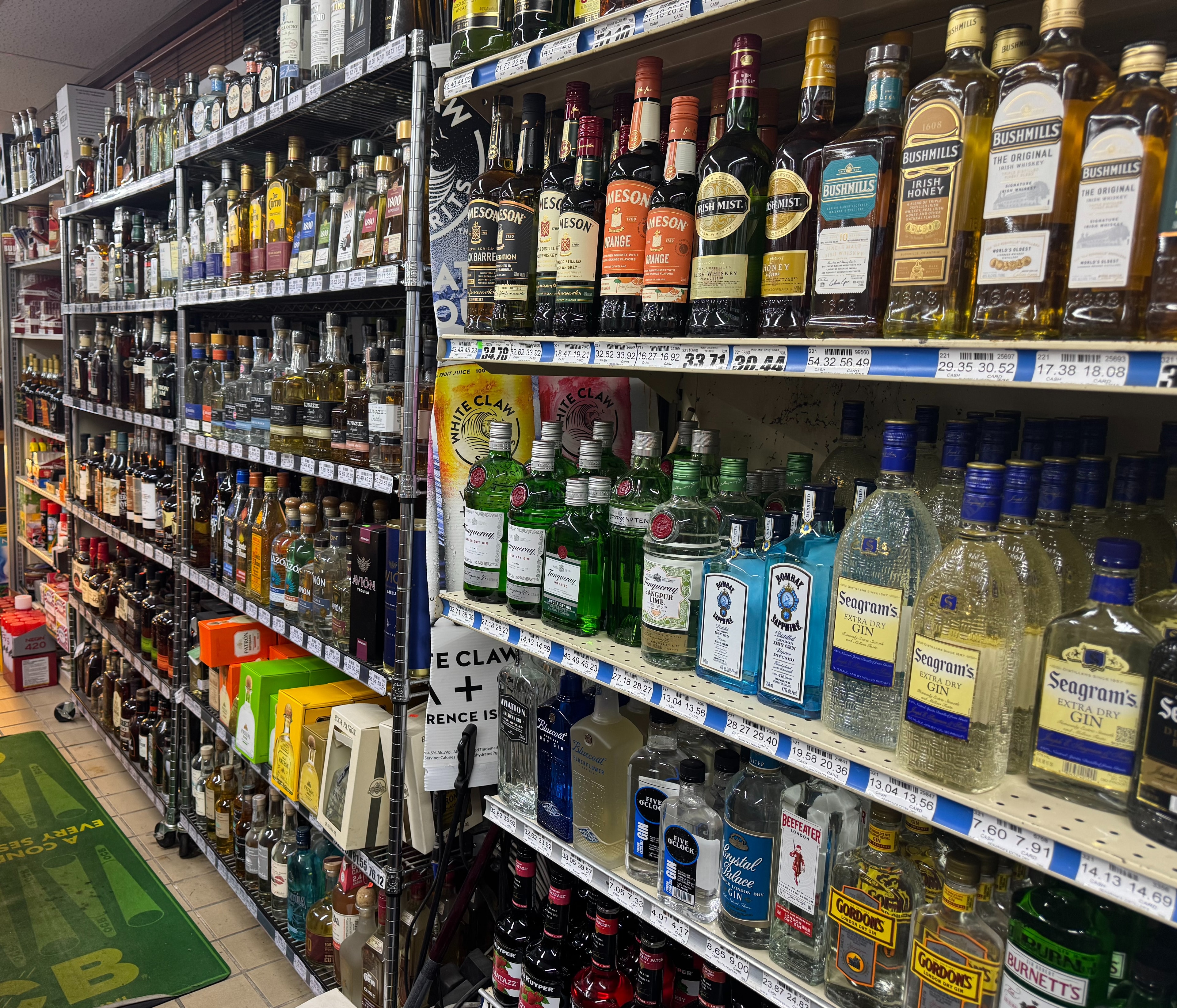 Interior view of the Liquor Locker spirits selection